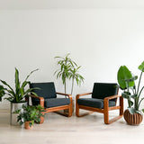 Pair of Vintage Solid Teak Lounge Chairs