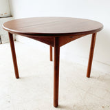 Mid Century Round Teak Dining Table w/ Butterfly Leaf