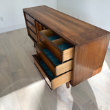 Mid Century Walnut Low Dresser w/ Sculpted Drawer Pulls