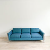 Selig Sofa with New Blue/Teal Tweed Upholstery