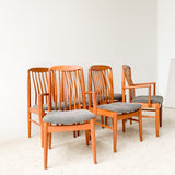 Set of 6 Vintage Teak Dining Chairs w/ New Upholstery