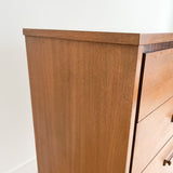 Bassett Walnut Highboy Dresser w/ Rosewood Trim - Formica Top