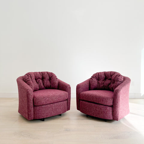 Pair of Purple Tweed Swivel Chairs