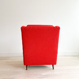 High Back Lounge Chair w/ New Red Upholstery