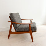 Danish Teak Lounge Chair w/ New Grey Upholstery