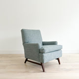 Mid Century Lounge Chair w/ New Light Blue/Grey Upholstery