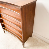 Mid Century Walnut Highboy with Bow Front