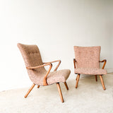 Pair of Mid Century Scoop Chairs w/ New Upholstery