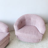 Pair of Vintage Swivel Lounge Chairs with New Pink Upholstery