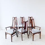 Set of 6 Sculpted Back Walnut Dining Chairs