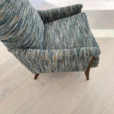 High Back Lounge Chair w/ New Blue/Grey/Orange Stripe Upholstery