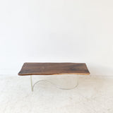 Vintage Lucite Coffee Table w/ New Walnut Top