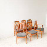 Set of 6 Vintage Teak Dining Chairs w/ New Upholstery