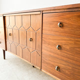 Mid Century Dresser with Geometric Front Drawers