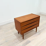 Teak 3 Drawer Dresser with Sculpted Drawer Pulls