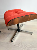 Plycraft Chair and Ottoman w/ New Orange/Red Upholstery