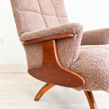 Mid Century Swivel Lounge Chair - New Mauve Upholstery