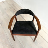 Walnut Occasional Chair w/ New Charcoal Upholstery