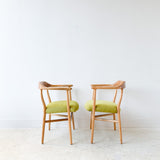 Pair of Sculpted Modern Occasional Chairs w/ New Ribbed Chartreuse Upholstery