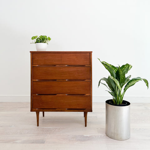 Mid Century Walnut Highboy on Tapered Legs