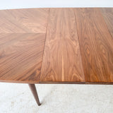 Mid Century Modern American of Martinsville Walnut Dining Table w/ 3 Leaves