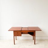 Mid Century Danish Teak Desk/Vanity with Sliding Top