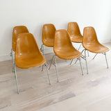 Set of 6 Rare Ochre Light Herman Miller Shell Chairs