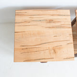 Pair of Modern Curly Ambrosia/Walnut End Tables