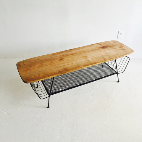 Mid Century Coffee Table with Metal Base