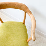 Pair of Sculpted Modern Occasional Chairs w/ New Ribbed Chartreuse Upholstery