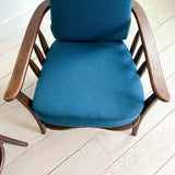 Pair of High Back Lounge Chairs - New Teal Upholstery