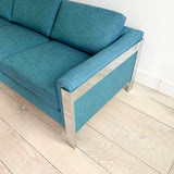 Selig Sofa with New Blue/Teal Tweed Upholstery