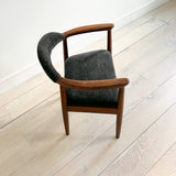 Walnut Occasional Chair w/ New Charcoal Upholstery