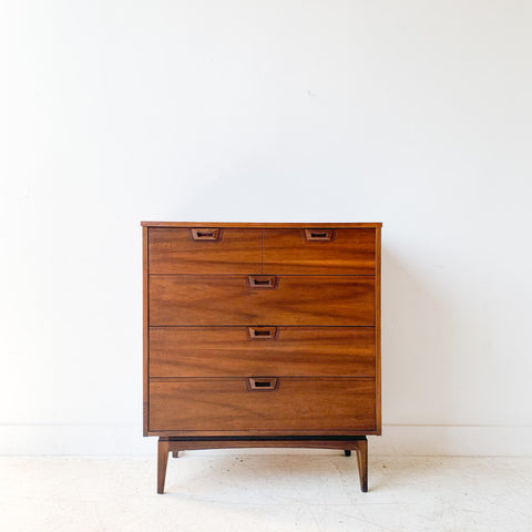 Mid Century Modern Walnut Highboy Dresser