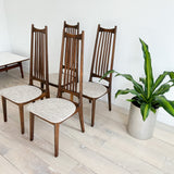 Set of 4 High Back Dining Chairs - New Beige Upholstery
