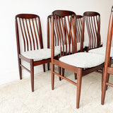 Set of 6 Sculpted Rosewood Dining Chairs w/ New Upholstery