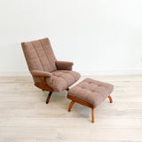 Mid Century Swivel Lounge Chair + Ottoman - New Upholstery