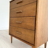 Bassett Walnut Highboy Dresser w/ Rosewood Trim - Formica Top