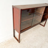 Walnut Curio Cabinet with Sliding Glass Doors