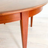 Danish Teak Round Dining Table w/ 3 Leaves