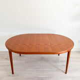 Danish Teak Round Dining Table w/ 2 Leaves