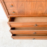 Mid Century Dixie Highboy Dresser with Unique Drawer Pulls