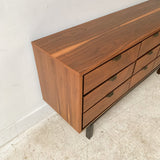 Mid Century Low 9 Drawer Dresser with Metal Drawer Pulls