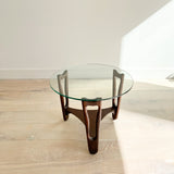 Mid Century Sculpted Base and Glass End Table