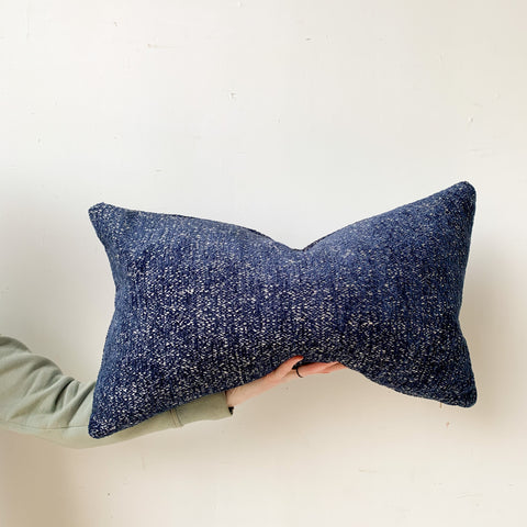 Navy Blue Chenille Lumbar Pillow