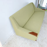 Mid Century Modern Sofa with New Light Green Upholstery