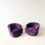 Pair of Vintage Swivel Lounge Chairs by Selig w/ New Upholstery