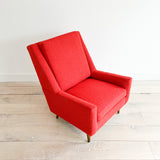 High Back Lounge Chair w/ New Red Upholstery