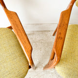 Pair of Teak Occasional Chairs w/ New Yellow Upholstery