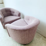 Pair of Vintage Swivel Lounge Chairs with New Pink Upholstery